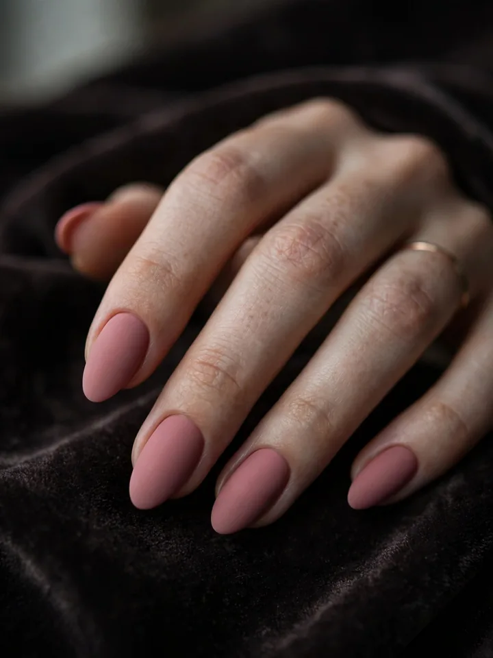 Dusty rose matte pink wedding nails