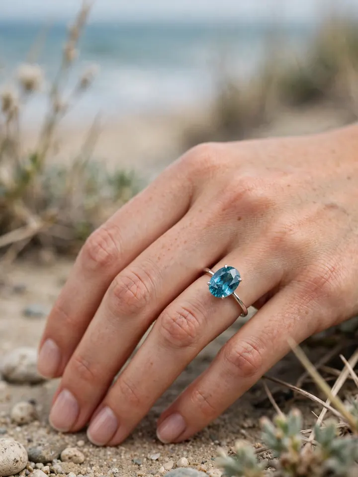 Teal sapphire engagement ring - unique wedding rings engagement idea
