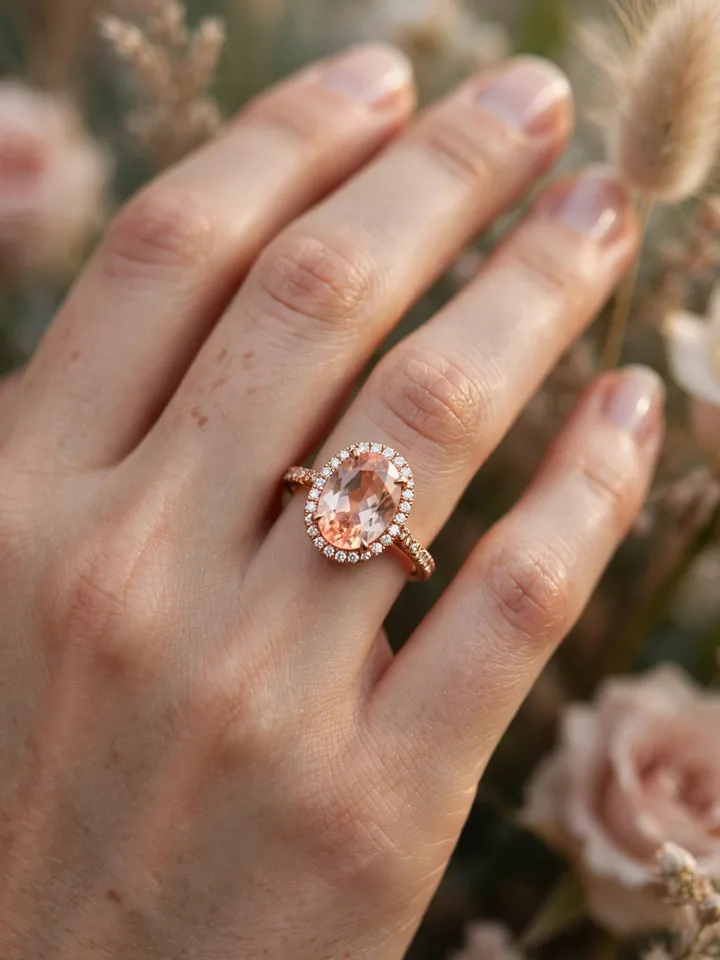 Morganite engagement ring in rose gold - unique wedding rings engagement idea