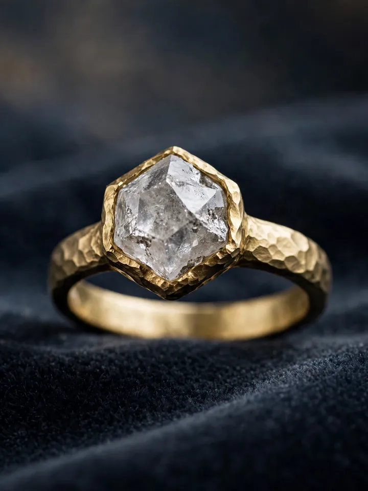 Raw uncut diamond engagement ring - unique wedding rings engagement idea