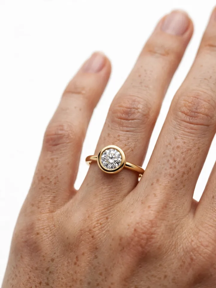 Bezel set diamond engagement ring minimalist - unique wedding rings engagement idea