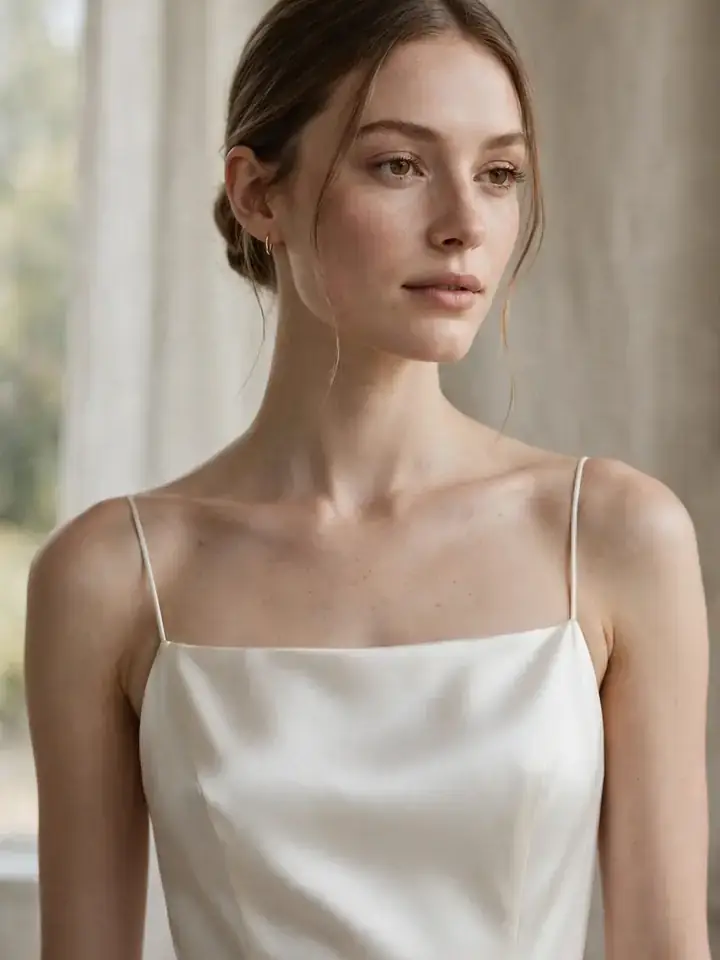 Elegant minimal wedding dress — luxurious understated bridal gown
