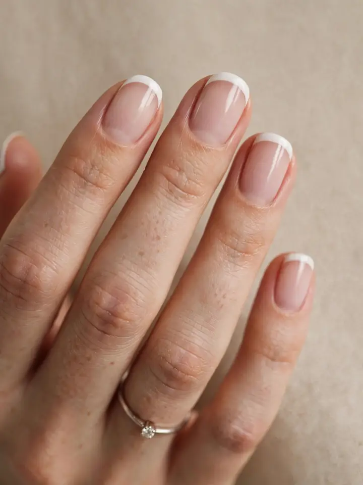 Classic French tip wedding nails - timeless white tip bridal manicure