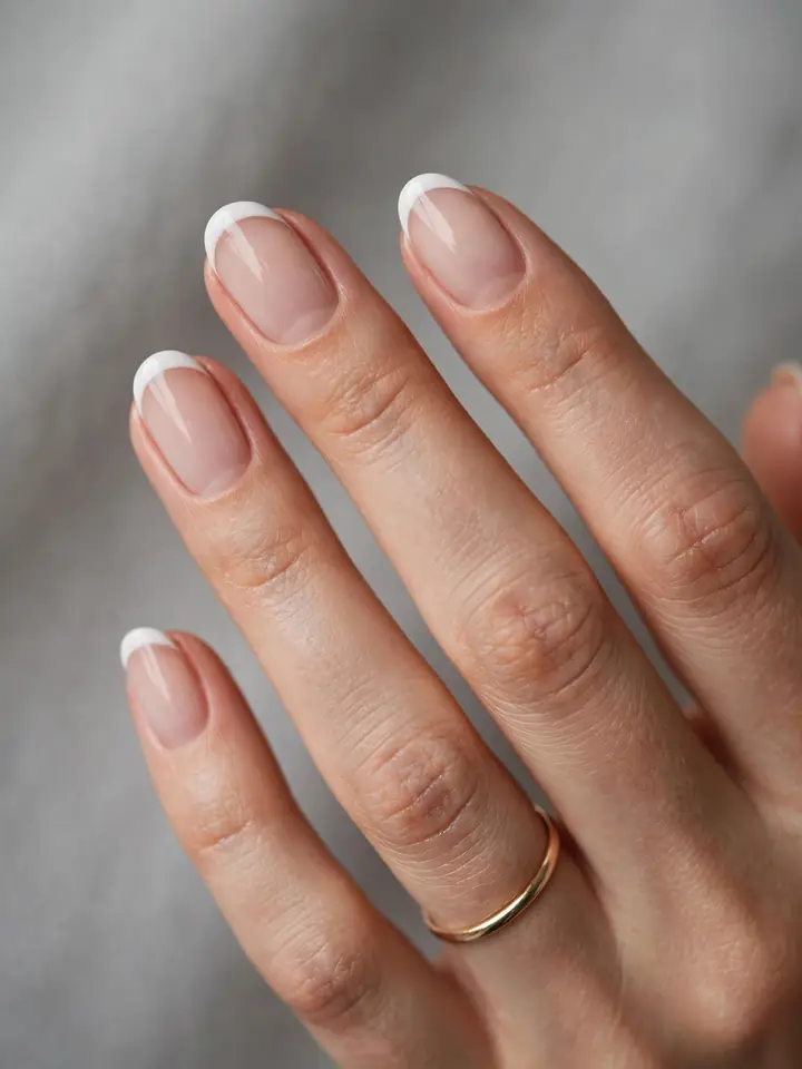 Short almond French nails - practical short French wedding nails