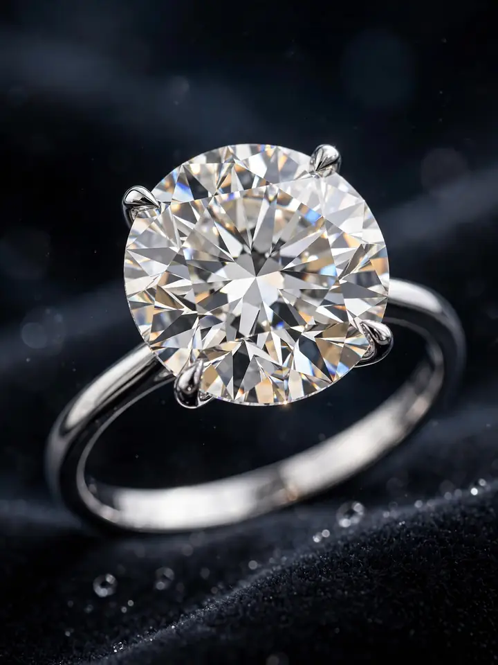 Huge diamond wedding ring with oversized brilliant center stone