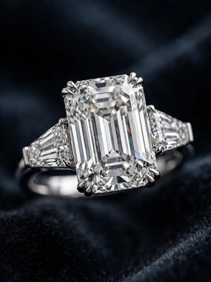 Luxury emerald-cut diamond ring with elegant step-cut stone