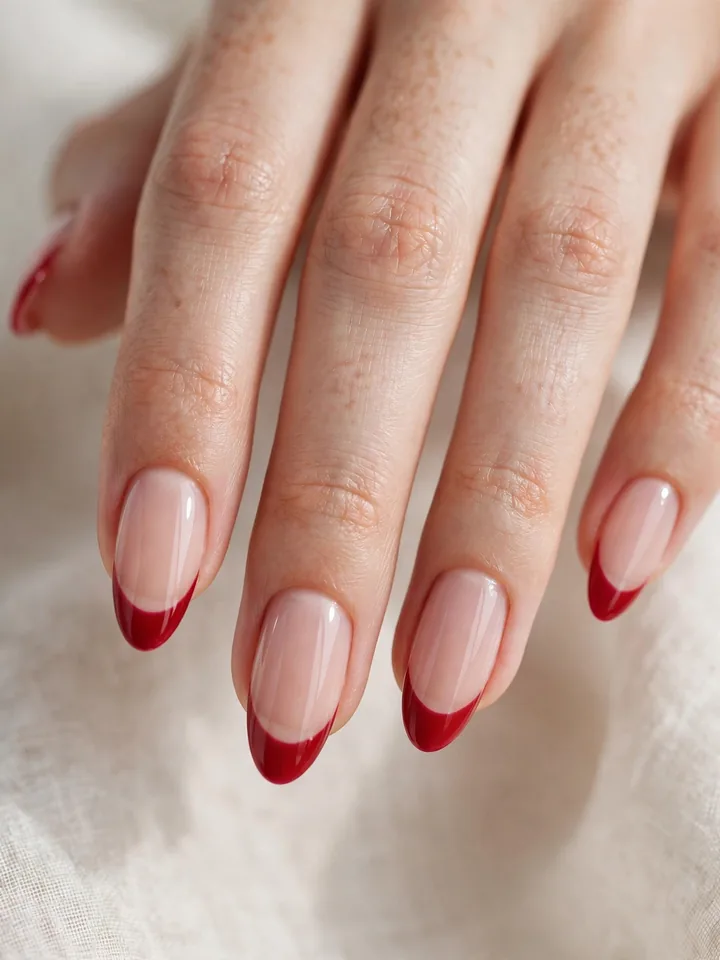 Red wedding nails French tips: red French manicure for brides