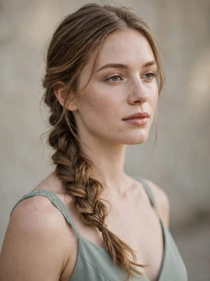 Loose fishtail side braid, a simple wedding hairstyle for bridesmaids