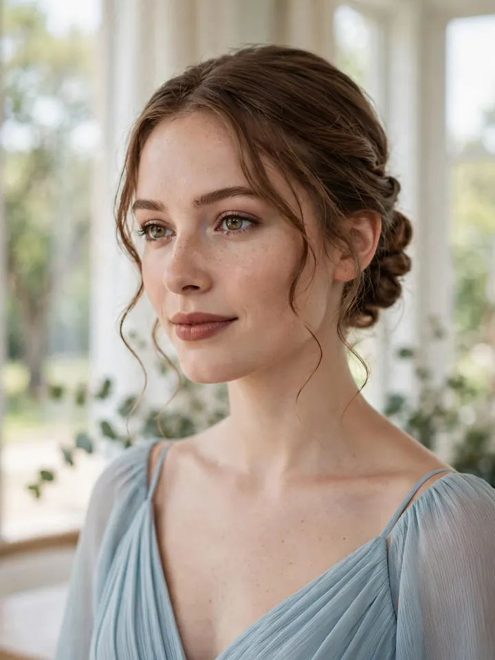 Easy twisted low updo for bridesmaids, a simple wedding hairstyle