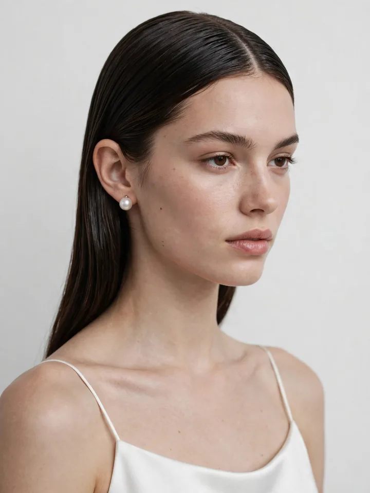 Straight hairstyles for wedding: centre-parted sleek straight lengths