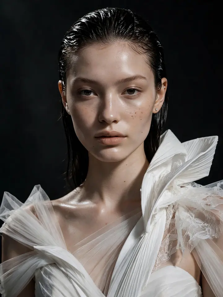 Straight hairstyles for wedding: wet-look slicked-back editorial style