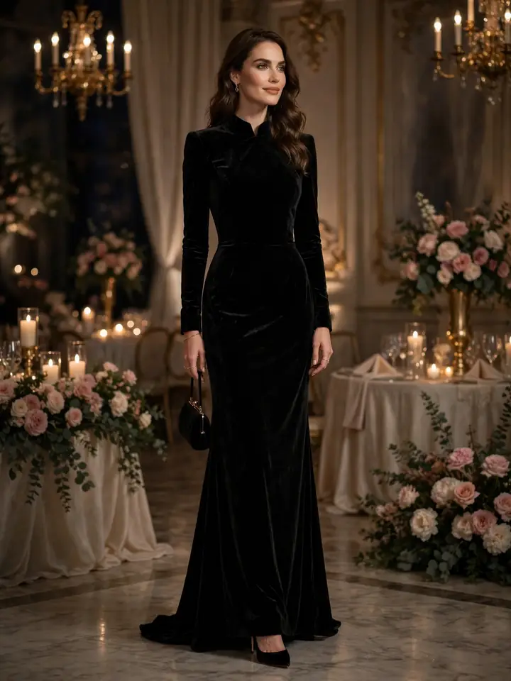 Formal long sleeve wedding guest dress