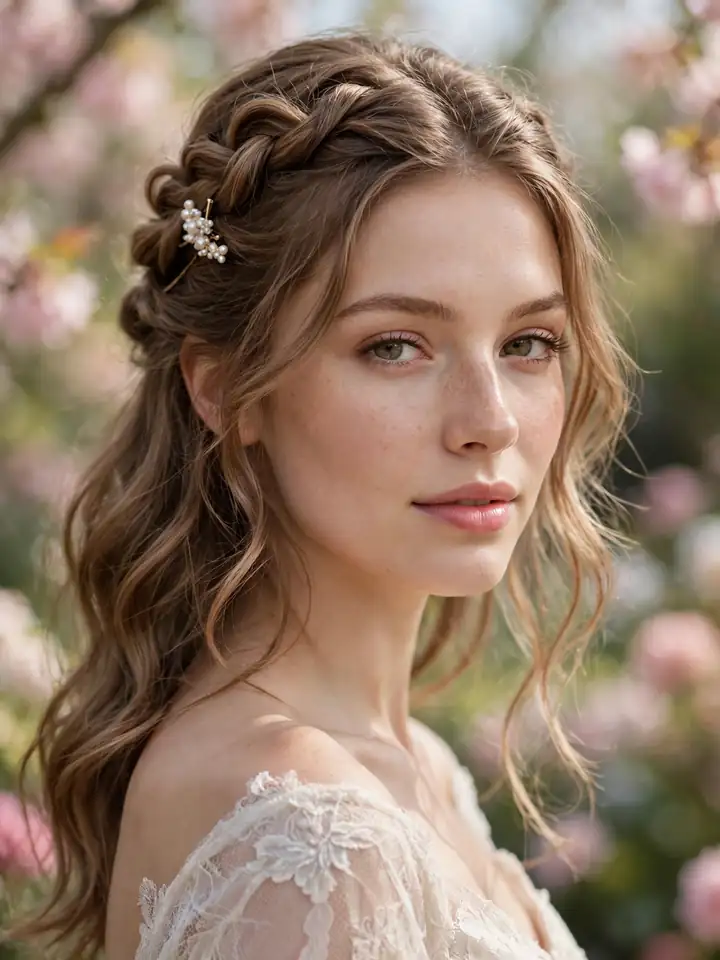 Half-up wedding guest hairstyle