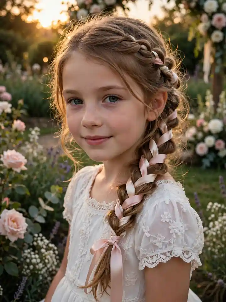 Kids wedding hair with braids - braided wedding hairstyle for children